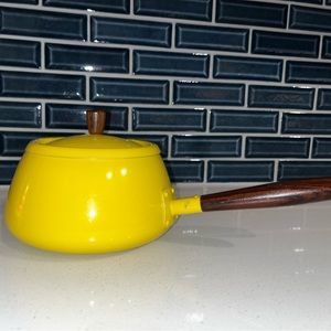Vintage Japan fondue set canary yellow